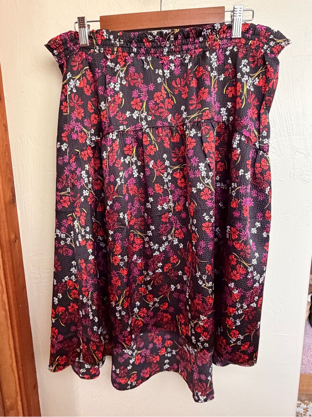 Brand New- Draper James Black Floral Skirt with Red, Pink & Yellow Accents